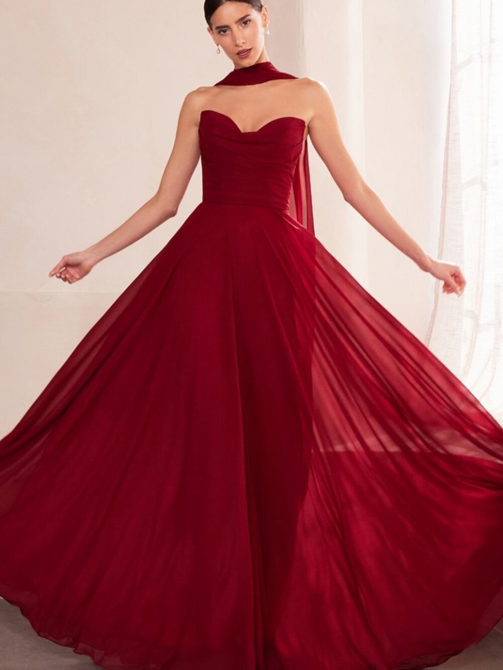 NEW BURGUNDY Evening Gown Floor Length Formal Elegant Stunning T703